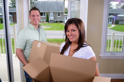Packed household items ready for transport during a Hampstead removal